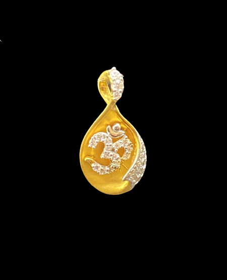 Tear Shape Studded Om Pendant
